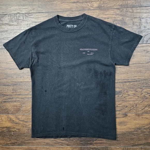 Post Malone Hollywood's Bleeding Album Artwork Black Graphic T-shirt Size Medium - Picture 3 of 9